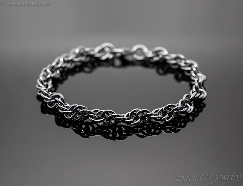 Mens bracelet silver bracelet for men Mens gift for him Oxidized sterling silver black Spiral rope chain Norse Viking bracelet Mens jewelry image 2