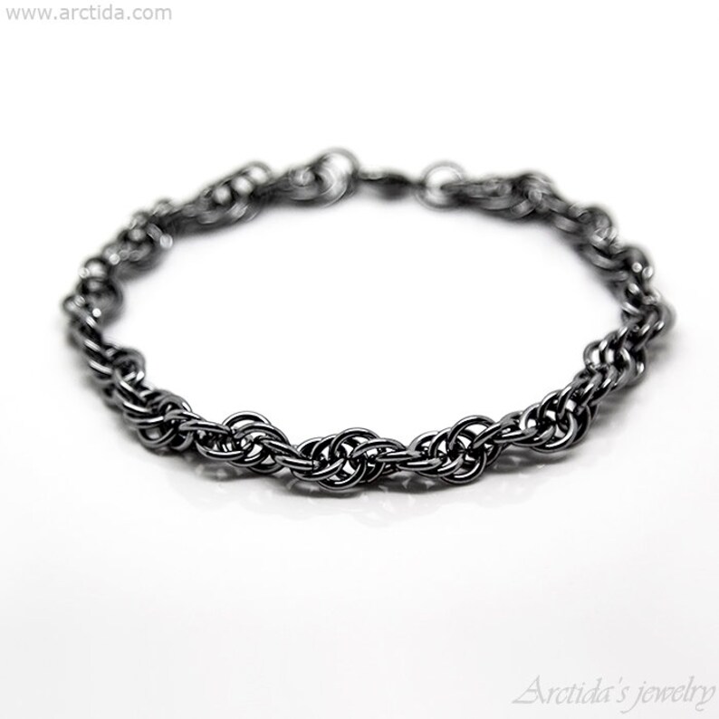 Mens bracelet silver bracelet for men Mens gift for him Oxidized sterling silver black Spiral rope chain Norse Viking bracelet Mens jewelry Black