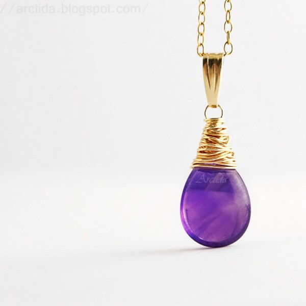 Amethyst jewelry Amethyst necklace 14K gold filled - purple necklace women fashion grape plum violet purple Wicca pagan rusteam oht  - Alina