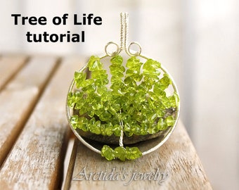 Wire pendant tutorial PDF Jewelry tutorial Wire wrapping tutorial Tree of Life DIY necklace tutorial beaded pattern Wire wrap tutorial