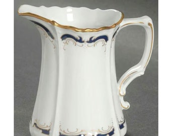 Creamer  Baroness Gloriette  Pattern  by TIRSCHENREUTH. Fine china made in Germany. Cobalt blue and gold.