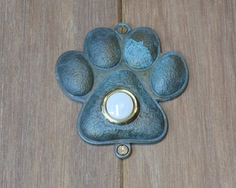 Verdigris Pawprint Doorbell