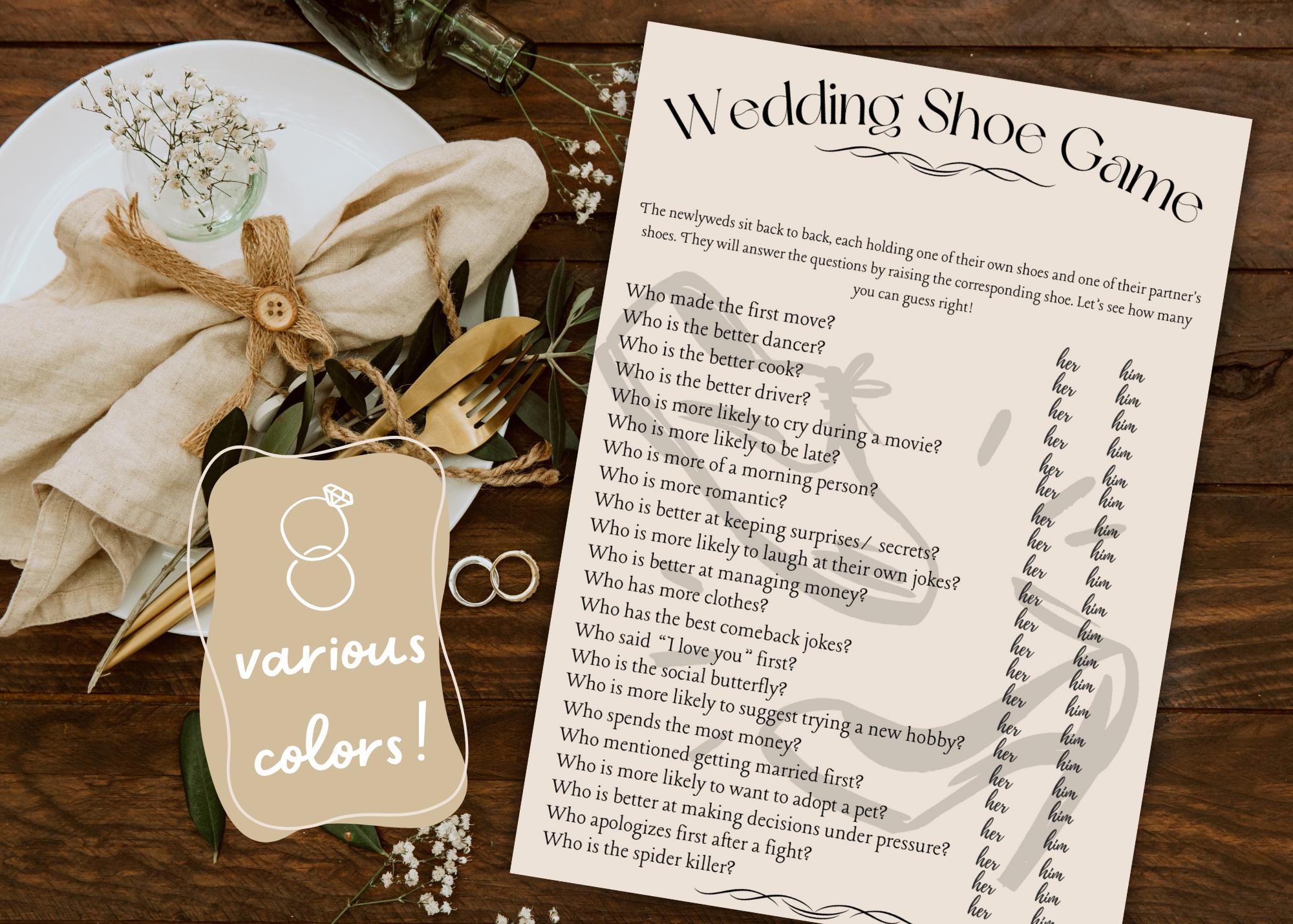 Wedding Shoe Game Printable Bridal Shower Games Wedding Shower Game ...
