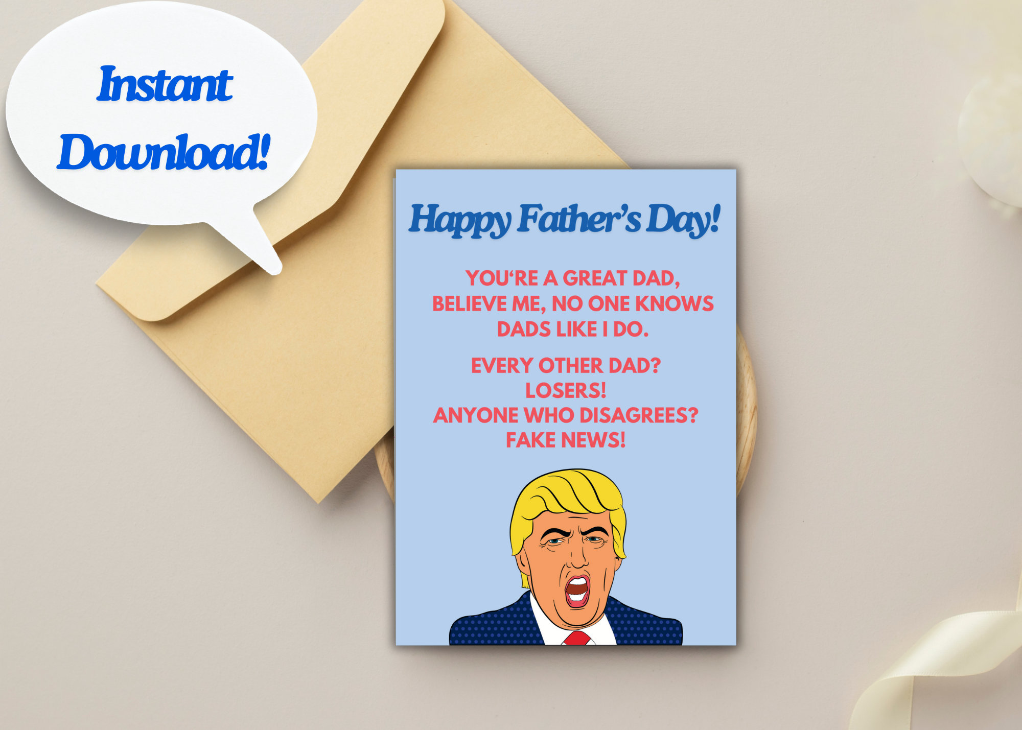Funny Father's Day Card, Funny Printable Fathers Day Card, Trump Fan ...