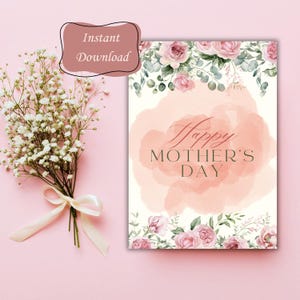 Mother's Day Card Digital Download Floral Mother's Day Card Printable Happy Mothers Day Card