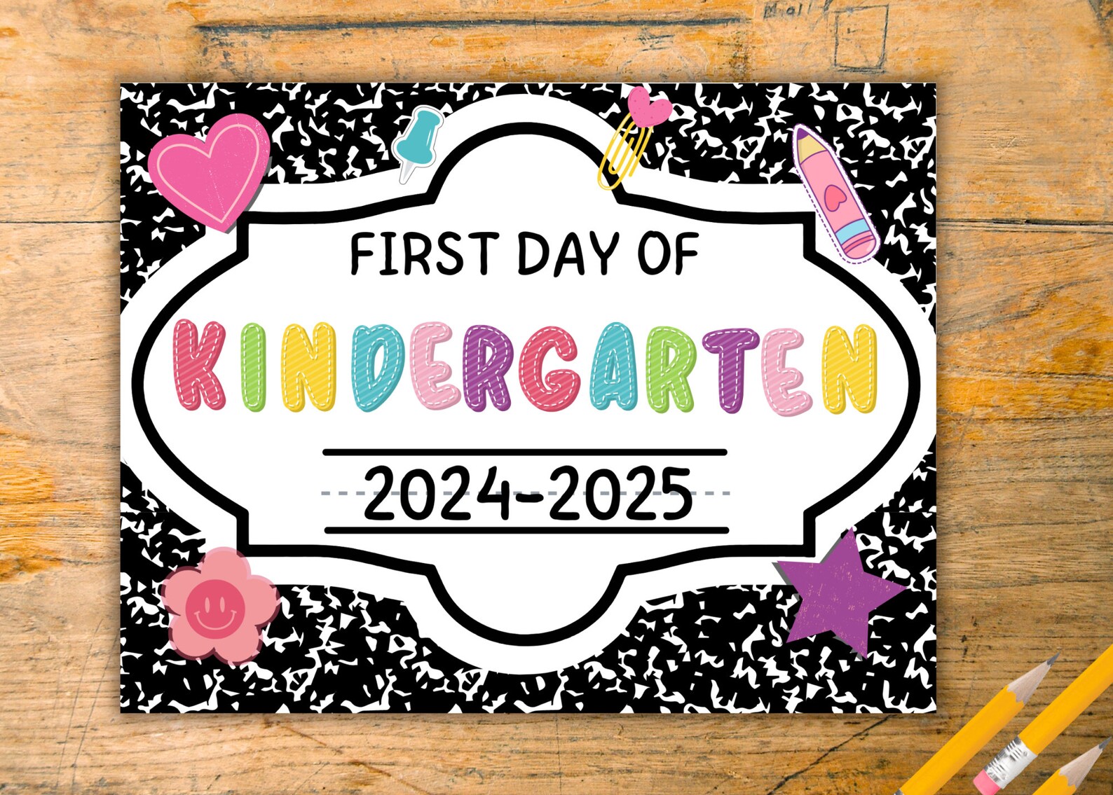 First Day of Kindergarten Sign Printable 1st Day of School Sign Back to