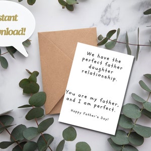 Vaderdag grappige kaart, aan papa van dochter, Snarky Sassy Vaderdagkaart, papa Humor Vaderdagcadeau, afdrukbare vaderdagkaart