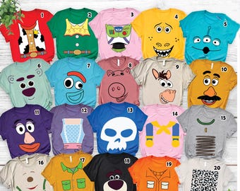 Toy Story Characters Face Dtf Trasfer - Costume Party Dtf Press,Toys Cosplay Inspired Dtf Press, Toy Story Costume For Family Group Dtf,