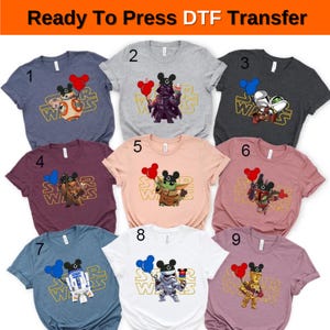 Star Wars Mivkey Head Character DTF Transfer,Custom Disney Family Trip Heat Transfer,Star Wars Group Dtf,Star Wars Characters Dtf,Star Wars