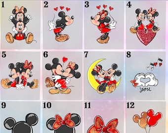 Mickey and Minnie Mouse Love DTF Print, Disney Ready To Press Dtf, Iron Press ,