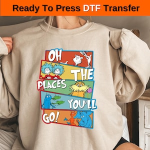 Dr. Seuss DTF, Dr Seus Read Across America Cartoon Characters DTF Transfer, Read Across America Day Ready To Press, Teacher Life DTF Press