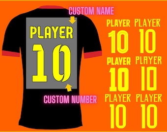 Custom Name & Number DTF Print - Soccer, Football, Baseball - Ready To Press