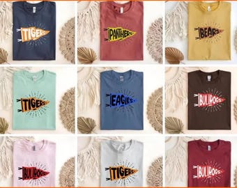 Custom Mascot Pennant Flag DTF Transfer: School Spirit, Homecoming Colors, Ready To Press