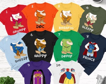Seven Dwarfs Rady To Press Dtf Transfer, Seven Dwarfs, Disney Group Dtf, Snow White, Disney Family Dtf, Transfer, Disney family Party Dtf