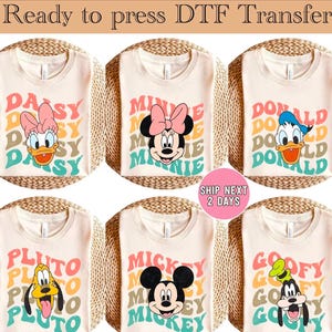 Mickey and Friends Character Transfer, Disney Ready To Press, Mickey and Minnie Friends Transfer, Disney Shirt DTF, Family Disney Dtf