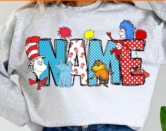 Dr.Seuss Custom Name DTF Transfer, Reading Day DTF Press, Read Across Dtf, Cat In The Hat Kids Toddler Adult DTF Press Transfer, Dtf