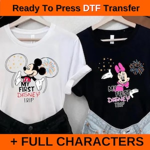 Mon premier voyage Disney Mickey et Minnie, transfert Dtf, tous les personnages Disney personnalisé Dtf, assorti Disney 2025 Dtf, transfert Dtf de la famille Disney