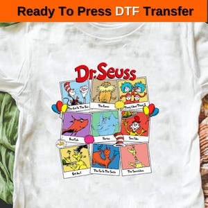 Read Across America Cartoon Characters DTF Transfer, Dr. Suess Day DTF, Read Across America Day Ready To Press, Teacher Life DTF