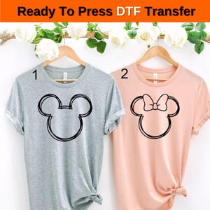 Mickey and Minnie Sketch Custom Name DTF Transfer