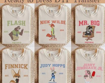 Disney Zootopia Ready To Press,Nick Wilde And Judy Hopps DTF Transfer,Disney Zootopia Couples DTF,Disney Family Trip Transfer,Zootropolis
