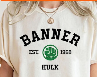 Transfert DTF Hulk Banner : impression Avengers Super Hero, prête à l'emploi