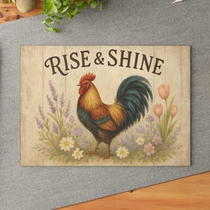 Rustikales Hahn Glas Schneidebrett, Bauernhaus Küche Dekor, Geschenk für den Küchenchef Einweihungsparty Geschenk Huhn Design Küchenutensilien für den Bauer