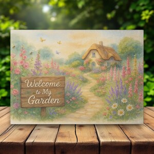 Cottagecore Garden Cutting Board, Welcome to My Garden Kitchen Decor, Floral Cottage Cutting Board, Housewarming Gift, Garden Lover Gift