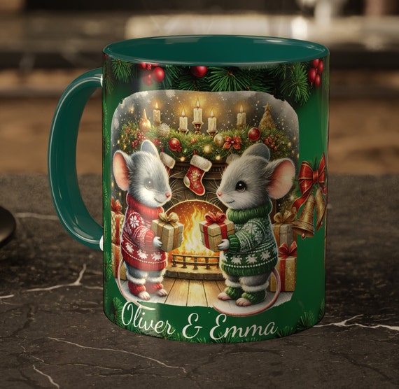 Personalized Christmas Mouse Couple Mug, 11oz - Holiday Gift, Cute Animal  Coffee Cup, Custom Christmas Present, Mice Mug, Colorful Mugs