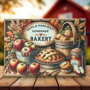 Apple Harvest Cutting Board, Rustic Fall Kitchen Decor, Farmhouse Apple Pie, Autumn Baking Gift For Her, Country Bakery, Fall Home Decor