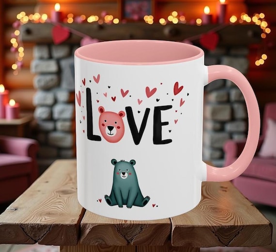 Bear Love Mug, 11oz 15oz Valentine's Day Gift for Couples, Coffee