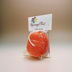 Spongynet Exfoliating Body Sponge, African Bath sponge, African net,Sapo, Pouf Orange