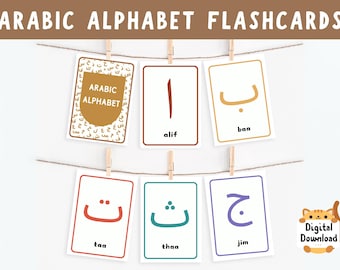 Cartes de l'alphabet arabe : apprentissage de l'alif baa taa islamique (téléchargement numérique, PDF)