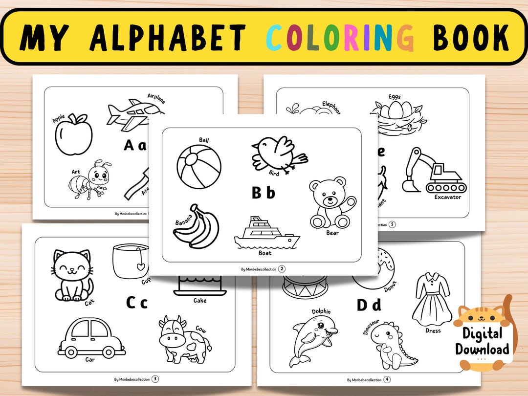 Alphabet Coloring Pages, Preschool Printable (digital Download) - Etsy