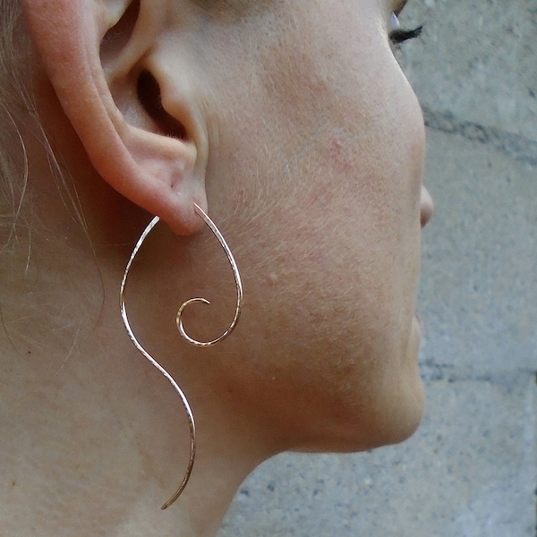 Gold Spiral Earrings, Gold Threader Earrings, Minimalist Earrings, Simple Earrings, Elegant Earrings, Free US Shipping