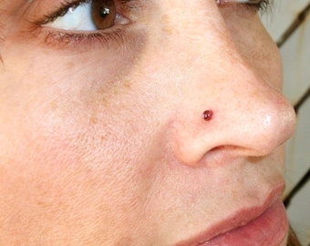Garnet nose stud sterling silver nose stud silver nose stud gemstone nose stud gift for her January birthstone body jewelry