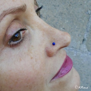 Lapis Lazuli Nose Stud: Sterling Silver Nose Ring, 3mm Stone