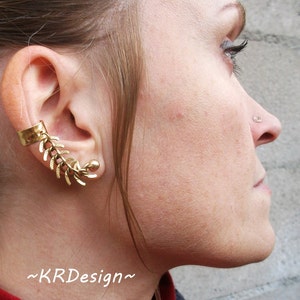 Fishbone Chain Ear Cuff, Earrings, Custom Ear Cuff, Gold Ear Cuff, Chain Ear Cuff, Ear Jewelry, Post Earrings