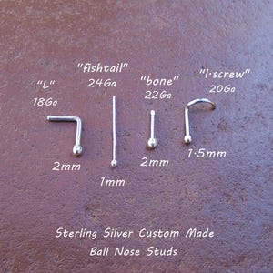 Sterling Silver Tiny Ball Nose Stud, Body Piercing, Tragus Ring, Minimalist Nose Stud image 2