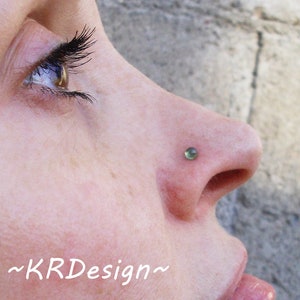 Peridot Nose Stud, Silver Nose Stud, Tragus Stud Earrings