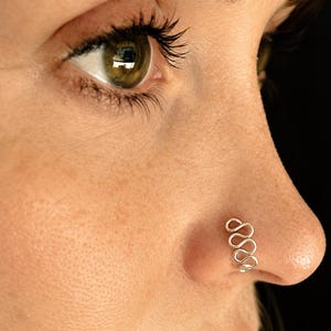 Sterling Silver Ocean Wave Nose Stud: Handmade Body Jewelry