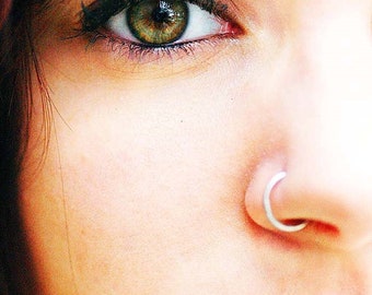 Sterling Silver Nose Ring: Handmade Continuous Hoop, Faux Piercing