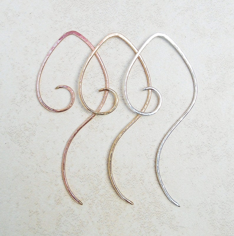 Gold Spiral Earrings Gold Threader Earrings Minimalist Etsy