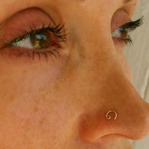 Gold Open Spiral Nose Stud, Tragus Stud Earrings, Gold Nose Ring