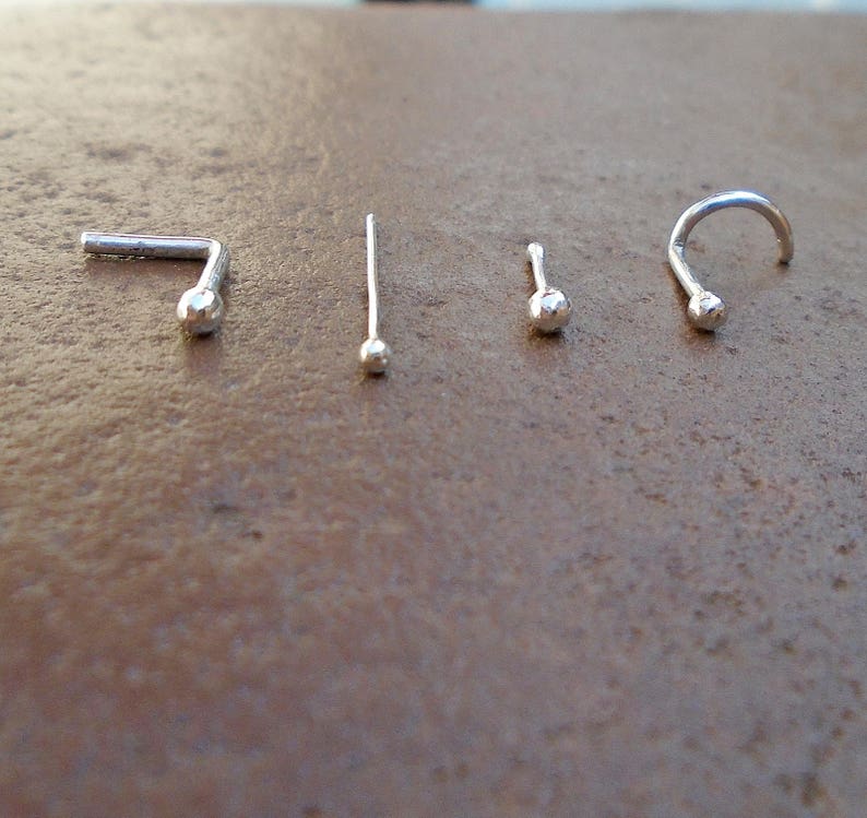 Sterling Silver Tiny Ball Nose Stud, Body Piercing, Tragus Ring, Minimalist Nose Stud image 5