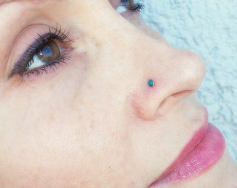 Sterling Silver Swarovski "Turquoise" Crystal Nose Stud, Nose Piercing, Nose Ring
