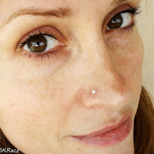 Real Pearl Nose Stud, Bridal Nose Ring, Silver Nose Stud, 2,3,4mm Pearl Nose Stud, Body Piercing, Nose Stud