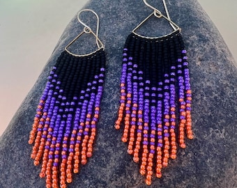 Gold Beaded Halloween Dangle Ombré Earrings