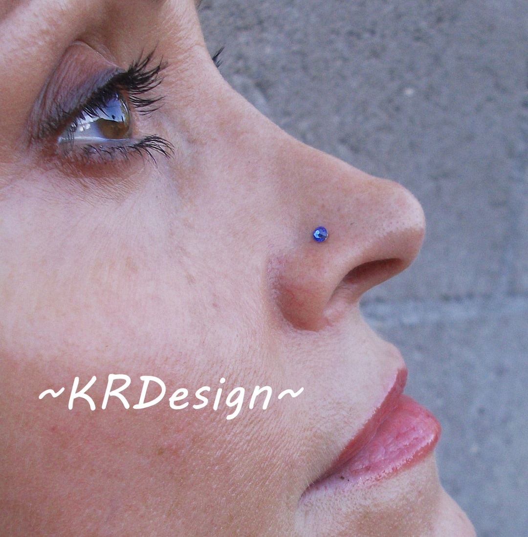 Swarovski Crystal Nose Stud Periwinkle Blue Nose Stud Tragus