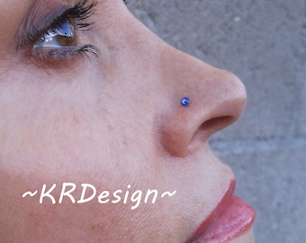 Swarovski Crystal Nose Stud, Periwinkle Blue Nose Stud, Tragus Jewelry, Custom Nose Ring, Color Nose Stud, Nose Piercing, Free US Shipping