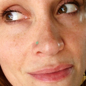 Chrysoprase Nose Stud: Sterling Silver Nose Ring, Handmade Jewelry